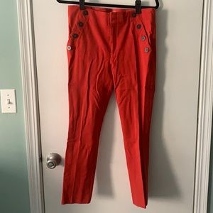 Red Anthropologie the essential slim pants with button details
